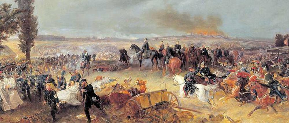 Wilhelm I. besucht am 3. Juli 1866 nach den Kämpfen das Schlachtfeld von Königgrätz.
