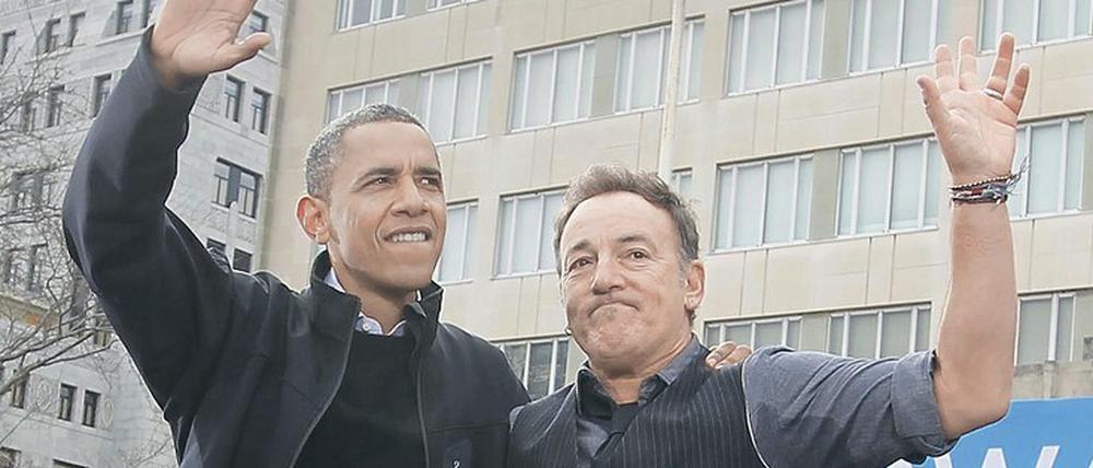 Seite an Seite: Barack Obama (links) und Bruce Springsteen beim Präsidentschaftswahlkampf 2012.