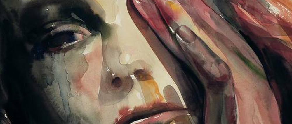 Schmerzensfrau. Isabelle Huppert, gemalt von der Künstlerin Oda Jaune.