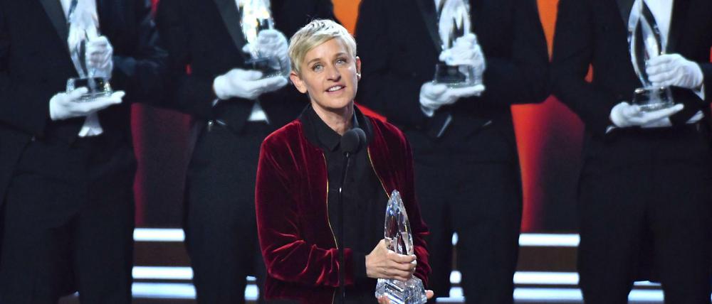 Ellen DeGeneres, Gewinnerin der Awards als beliebteste Synchronstimme/Animation, beliebteste Moderatorin/TV und beliebteste «Komödiantische Zusammenarbeit», während der «People's Choice Awards» Verleihung in Los Angeles.