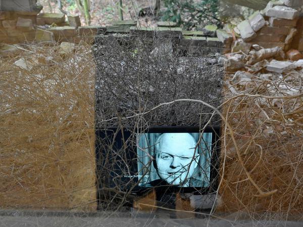 Draußen im Garten der Ruine der Künste finden sich auch Videoinstallationen.