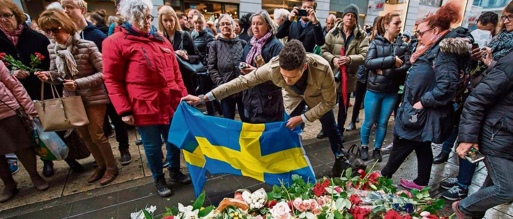 Trauer nach dem Attentat vom 2. April in der schwedischen Hauptstadt.