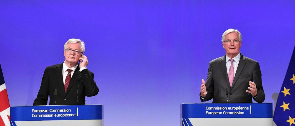 Verständigungsprobleme. Brexit-Minister David Davis (links) und EU-Verhandlungsführer Michel Barnier am Donnerstag in Brüssel.
