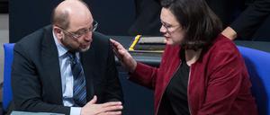 Kämpfen um die Zustimmung der Genossen: Martin Schulz und Andrea Nahles.