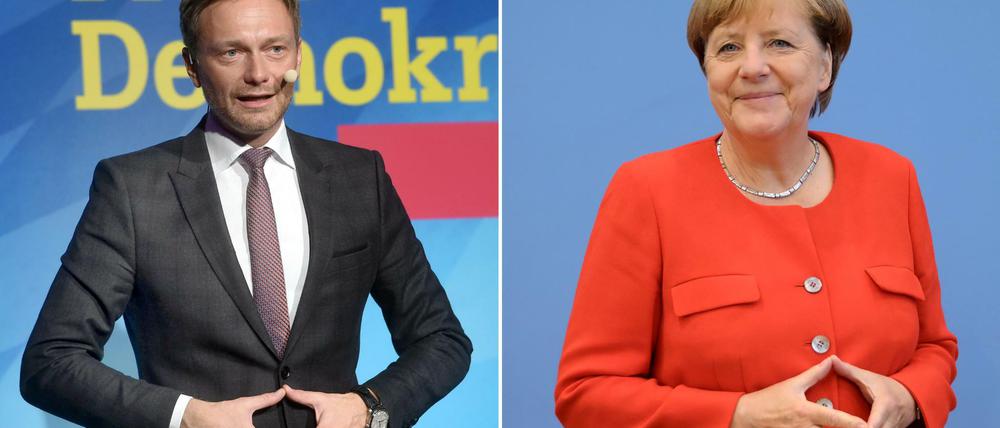 FDP-Chef Christian Lindner und Kanzlerin Angela Merkel (CDU).