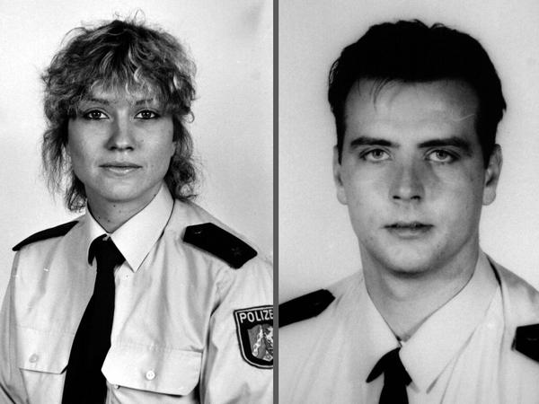 Die Polizisten Yvonne Hachtkemper, Thomas Goretzky (Mitte) und Matthias Larisch von Woitowitz werden im Juni 2000 von dem Rechtsextremisten Michael Berger erschossen.