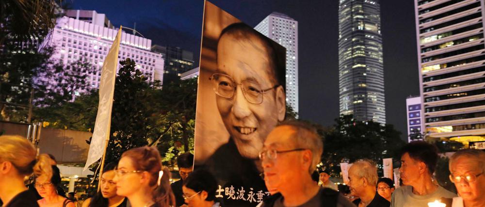 Gedenken an Liu Xiaobo in Hong Kong 