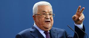Palästinenserpräsident Abbas bei einer PK im Bundeskanzleramt.