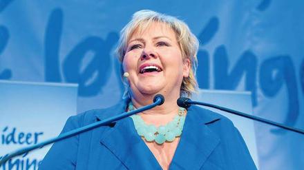 Wahlsiegerin: Erna Solberg, Chefin der Konservativen, hat die Parlamentswahlen in Norwegen mit einem Rekordergebnis für ihre Partei gewonnen. Foto: dpa