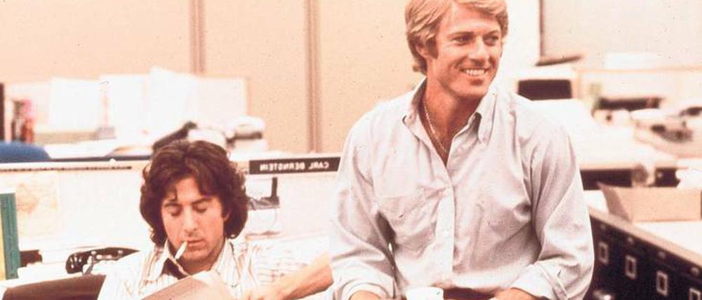 Dustin Hoffman als Carl Bernstein und Robert Redford als Bob Woodward in dem Film "Die Unbestechlichen".