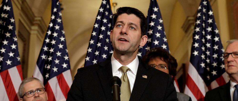 Der Sprecher des US-Repräsentantenhauses, Paul Ryan, am Freitag auf einer Pressekonferenz in Washington.