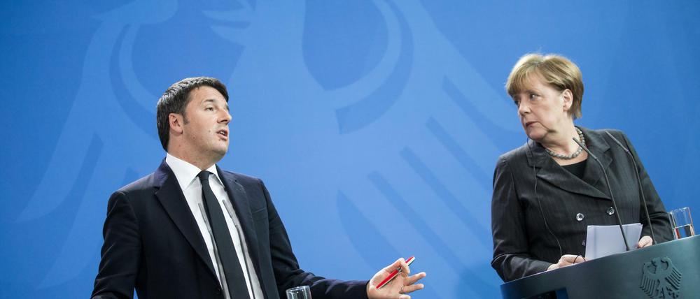 Bundeskanzlerin Angela Merkel (CDU) und Italiens Ministerpräsident Matteo Renzi am Freitag im Kanzleramt in Berlin.