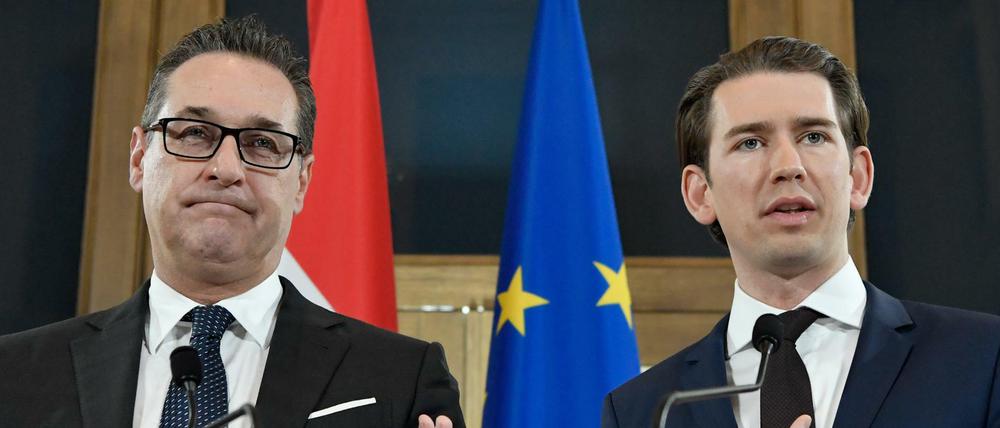 FPÖ-Bundesparteiobmann Heinz-Christian Strache und ÖVP-Bundesparteiobmann Sebastian Kurz. 