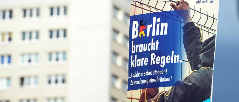 Ein AfD-Plakat zur Abgeordnetenhauswahl in Berlin.