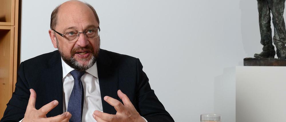 Martin Schulz, hier beim Tagesspiegel-Interview, setzt darauf, dass Kampfesmut belohnt wird.