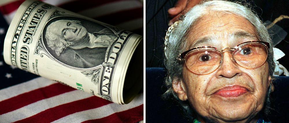 Ziert die Bürgerrechtlerin Rosa Parks (r.) einen Dollar-Schein? Bislang sind nur männliche Ex-Präsidenten wie George Washington auf den Noten zu sehen.
