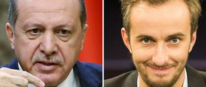 Die Bildkombo zeigt den türkischen Ministerpräsidenten Recep Tayyip Erdogan und ZDF-Neo-Moderator Jan Böhmermann.