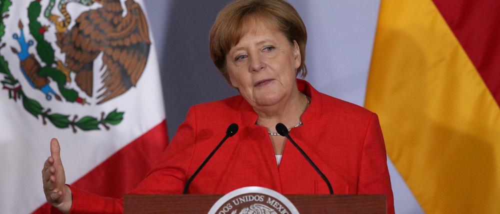 Bundeskanzlerin Merkel bei einer Rede in Mexiko-Stadt. 