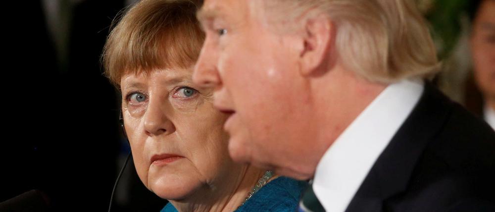 Angela Merkel und Donald Trump im März bei einer Pressekonferenz im Weißen Haus.