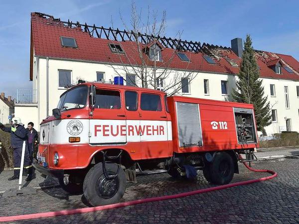 Feuerwehr am neuen Tröglitzer Flüchtlingsheim