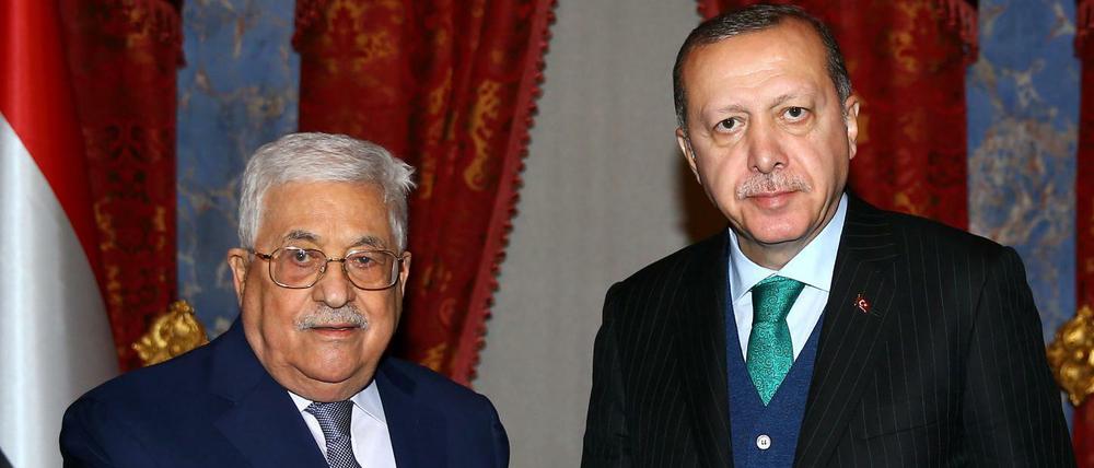 Der türkische Präsident Recep Tayyip Erdogan und Palästinenserpräsident Mahmoud Abbas am Dienstag in Istanbul. 