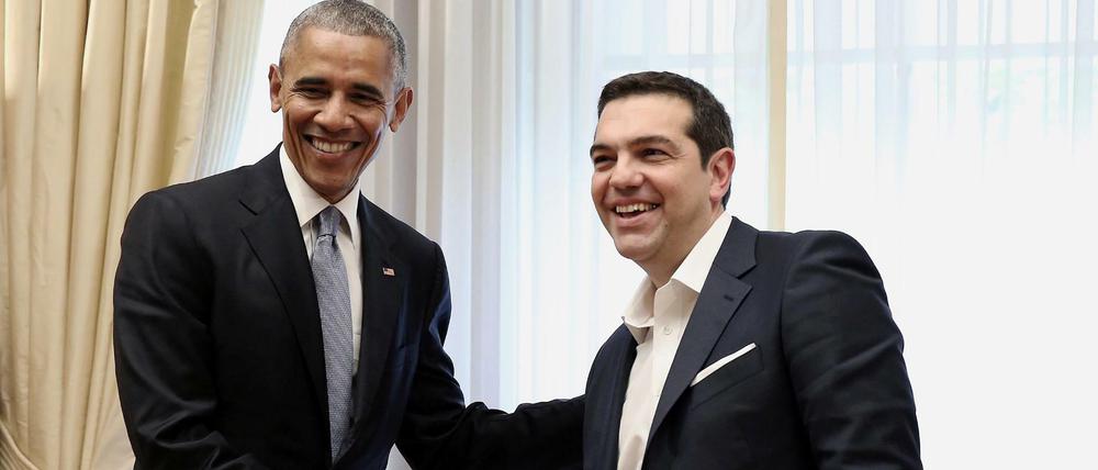 US-Präsident Barack Obama am Dienstag beim griechischen Ministerpräsidenten Alexis Tsipras.