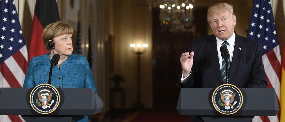 Bundeskanzlerin Angela Merkel und US-Präsident Donald Trump traten gemeinsam vor die Presse. 
