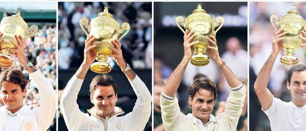 Roger Federer nach seinen Wimbledonsiegen.