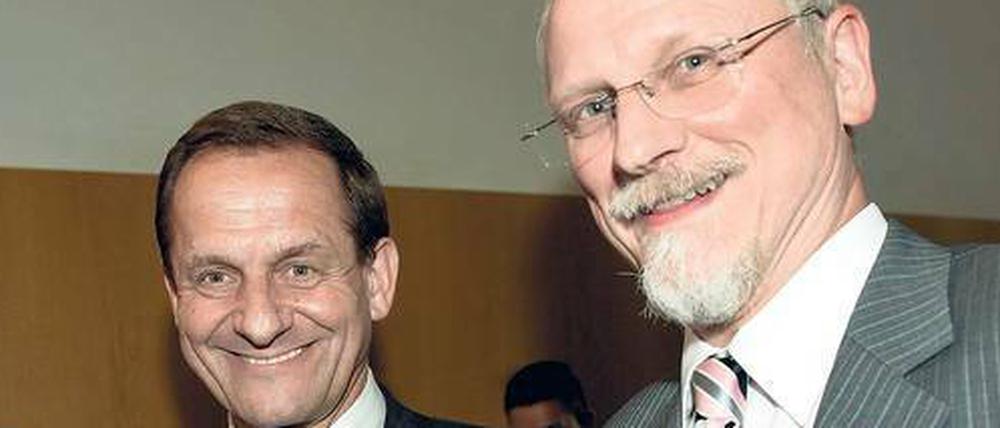 DOSB-Präsident Alfons Hörmann (links) und Gerhard Böhm, Abteilungsleiter Sport im Innenministerium, ringen um die Spitzensportreform.