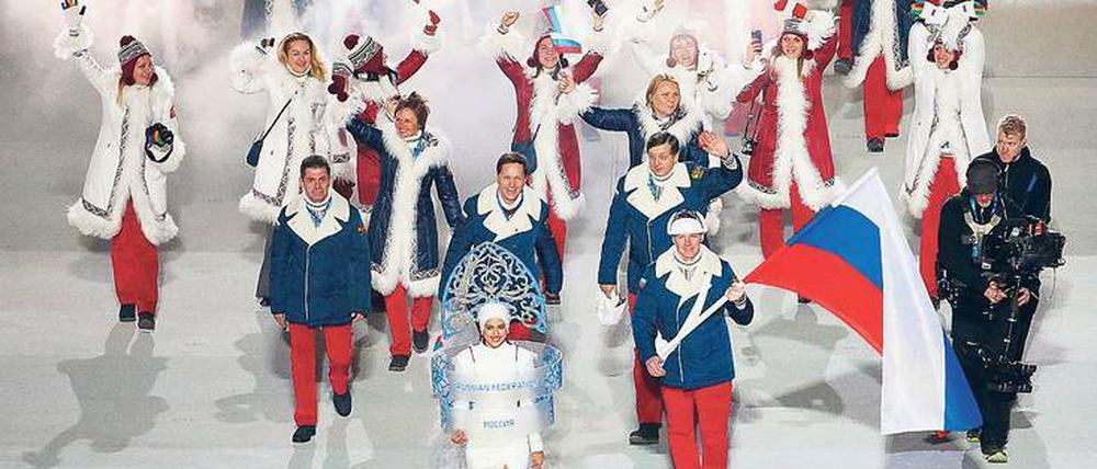 Nicht mehr ganz so farbenfroh. In Pyeongchang dürfen russische Athletinnen und Athleten nicht unter russischer Flagge und in russischer Mannschaftskleidung starten. Bei genehmem Verhalten könnte das zur Schlussfeier jedoch aufgehoben werden. 