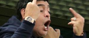 Mittelfinger gegen Nigeria. Diego Maradona nach Argentiniens Tor zum 2:1.