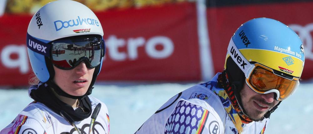 Enttäuscht in der Schweiz: Lena Dürr und Felix Neureuther verpassten die angestrebte Medaille im Team-Wettkampf. 