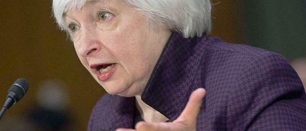 Janet Yellen, Chefin der US-Notenbank Federal Reserve (Fed), am Dienstag bei ihrer halbjährlichen Anhörung vor dem US-Kongress.