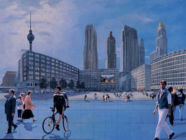 Der alte Masterplan für den Alexanderplatz von Hans Kollhoff wurde oft missverstanden: Nur den Standort der Bauten und ihr Volumen gibt er vor. Über die Architektur - die Simulation zeigt einen klassisch modernen Baustil - entscheiden Wettbewerbe.