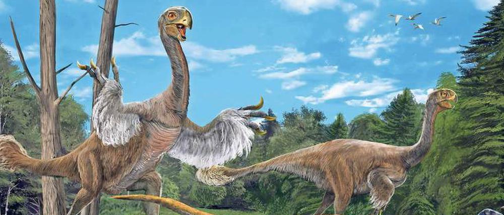 Da war die Welt noch in Ordnung. Dinosaurier prägten die Kreidezeit, wie dieser Gigantoraptor vor 70 Millionen Jahren. Bald darauf starben sie aus. 
