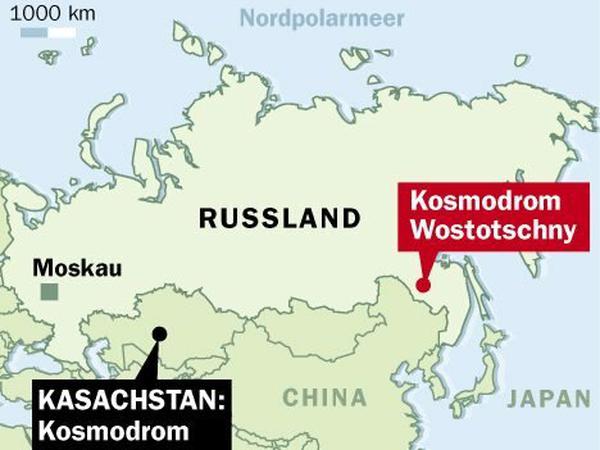 Das Kosmodrom befindet sich im fernen Osten des Landes, rund 100 Kilometer von der Grenze zu China entfernt. 