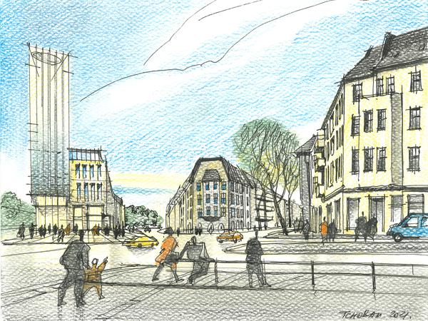 Der Entwurf von TCHOBAN VOSS Architekten, MACHLEIDT Städtebau + Stadtplanung, ST raum a. Landschaftsarchitekten, Freie Planungsgruppe Berlin Verkehrsplanung.