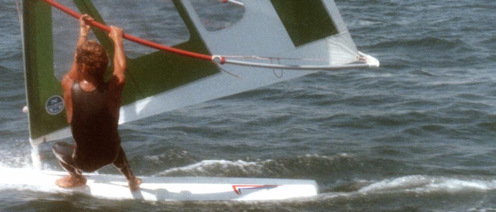 Windsurfer auf der Havel, historisches Bild von 1984.