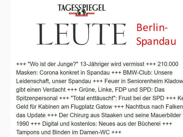 Den kompletten Spandau-Newsletter gibt es unter leute.tagesspiegel.de