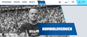 Screenshot des digitalen Kondolenzbuchs von Hertha BSC
