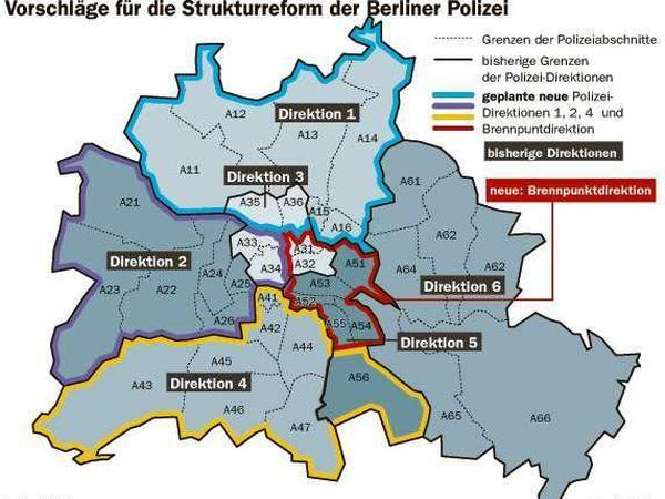Die Direktionen der Polizei Berlin werden neu zugeschnitten.