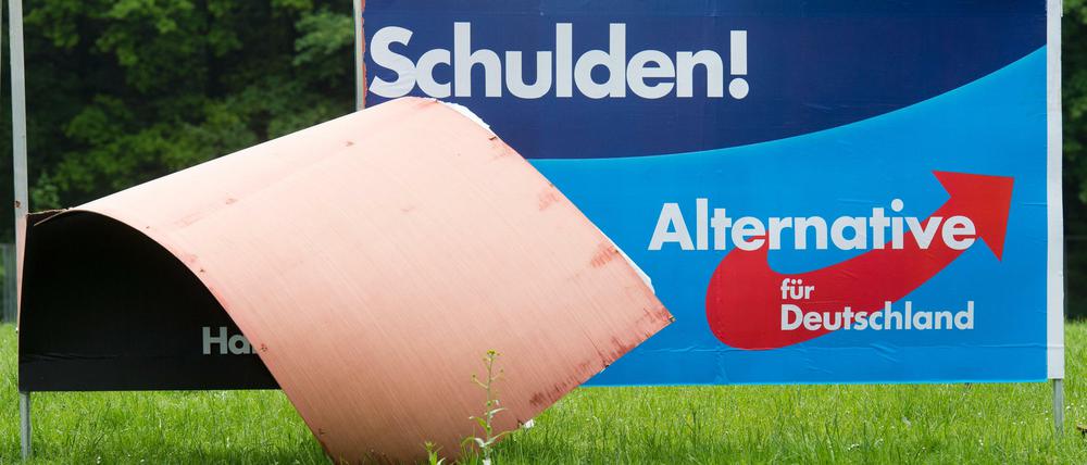 Ein abgerissenes AfD-Plakat in Hannover (Symbolbild)