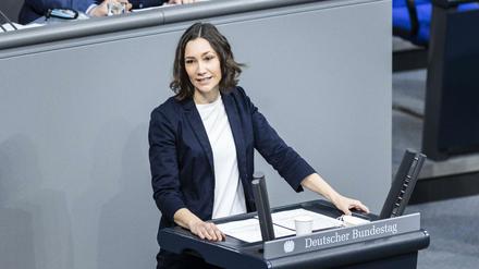 Die neue Familienministerin Anne Spiegel bei einer Rede im Bundestag. 