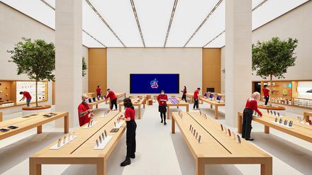 Berlins zweiter Apple Store in der Rosenthaler Straße in Berlin-Mitte hat seit Donnerstag geöffnet. 