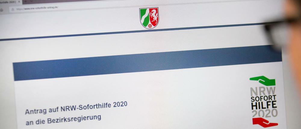 Blick auf eine gefälschte Internet-Seite zur Soforthilfe in NRW