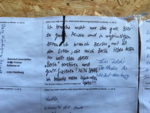 Nachbarn und Freunde schrieben Postkarten an die Besitzer, in denen sie für den Erhalt des Spätis warben.