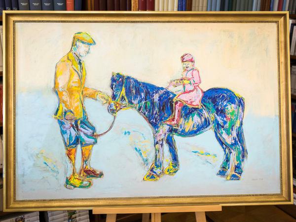 Das Gemälde «Pferd in Royalblau» der Künstlerin Nicole Leidenfrost ist das Gastgeschenk von Bundespräsident Joachim Gauck an Königin Elizabeth II.