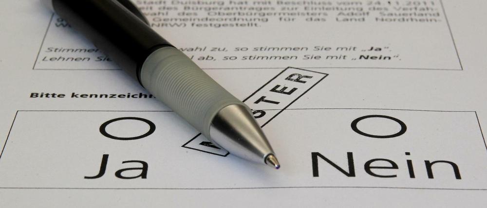 Abstimmungszettel für ein Bürgerbegehren
