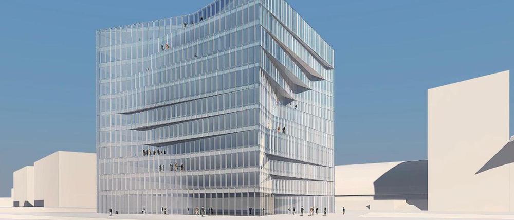 Würfel vor dem Hauptbahnhof. Dieses gläserne Gebäude soll 2016 auf dem Washingtonplatz errichtet werden. Mehr lesen Sie unter diesem Tagesspiegel-Link.