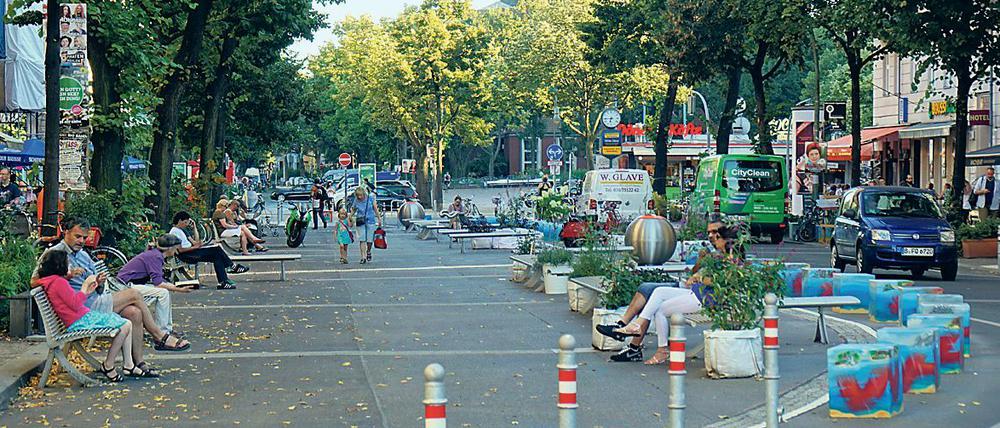 Die "Begegnungszone" Maaßenstraße in Berlin-Schöneberg bleibt umstritten. Foto von August 2016.